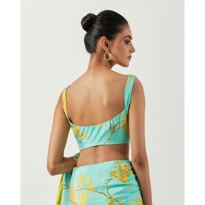 Label Earthen Asmaani Jaak Sitara Saree with Stitched Blouse