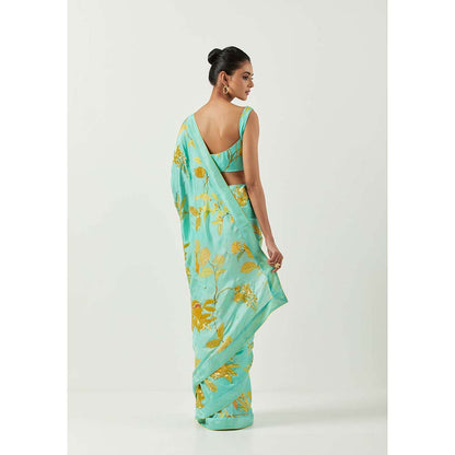 Label Earthen Asmaani Jaak Sitara Saree with Stitched Blouse