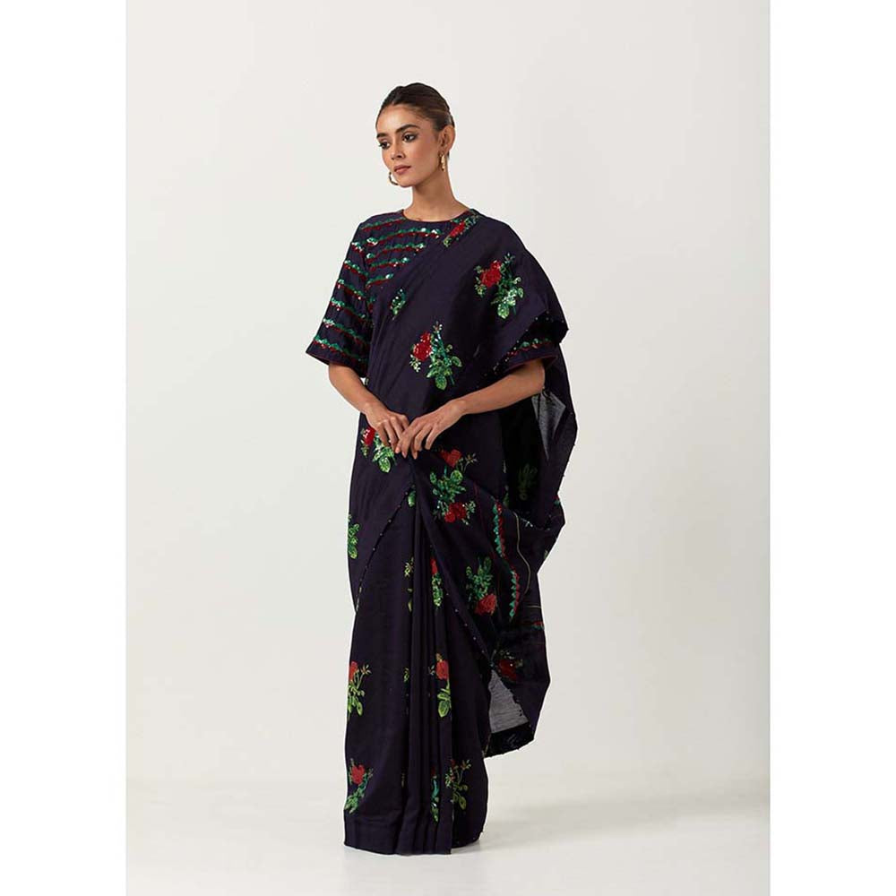 Label Earthen Phool Pathi Saree Dhaari with Sitara with Stitched Blouse