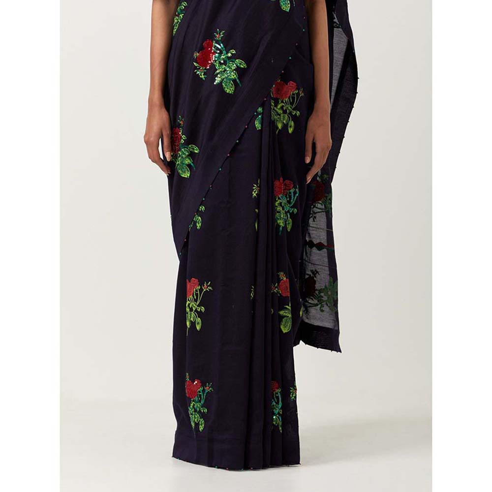 Label Earthen Phool Pathi Saree Dhaari with Sitara with Stitched Blouse