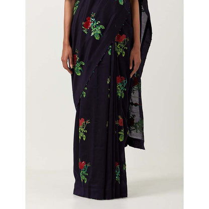 Label Earthen Phool Pathi Saree Dhaari with Sitara with Stitched Blouse