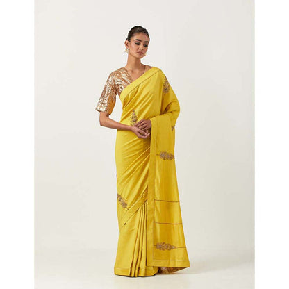 Label Earthen Sona Buti Saree with Sunahri with Stitched Blouse