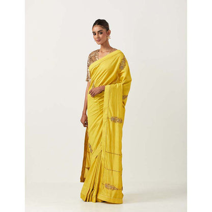 Label Earthen Sona Buti Saree with Sunahri with Stitched Blouse