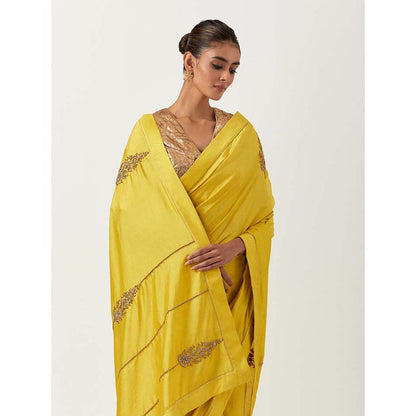 Label Earthen Sona Buti Saree with Sunahri with Stitched Blouse