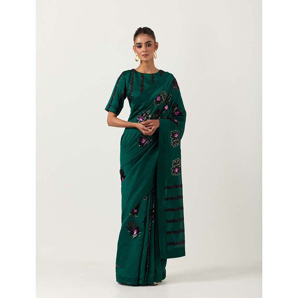 Label Earthen Chameli Saree with Hand Embroidery with Stitched Blouse