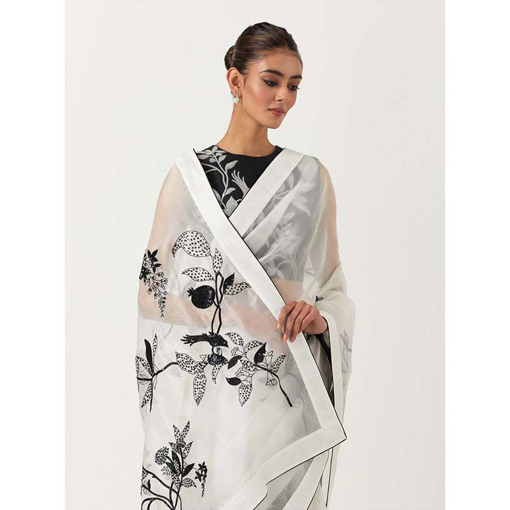 Label Earthen Madhu Bala Saree & with Stitched Blouse