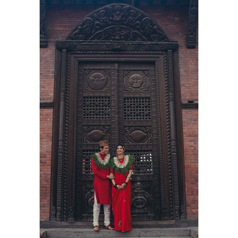 Label Earthen Sundari Red Colour Chinniya Silk Saree with Zardozi Work with Stitched Blouse