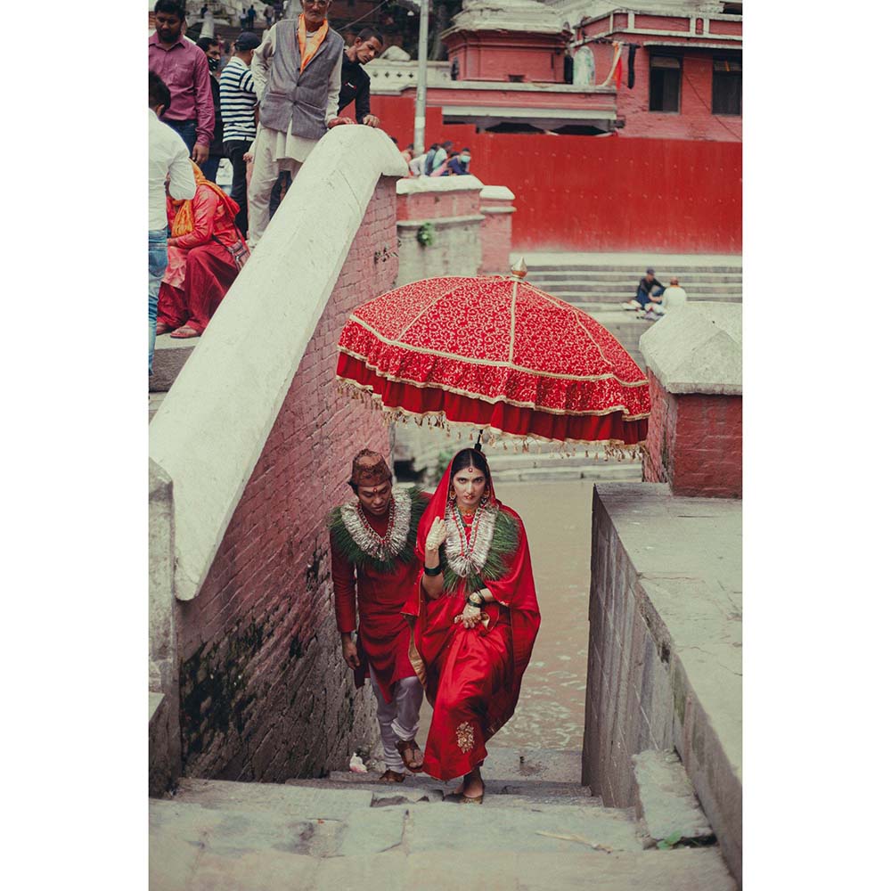 Label Earthen Sundari Red Colour Chinniya Silk Saree with Zardozi Work with Stitched Blouse