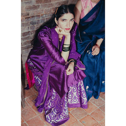 Label Earthen Jamuni Sitara Printed Sharara Kurta with Embroidered Dupatta (Set of 3)