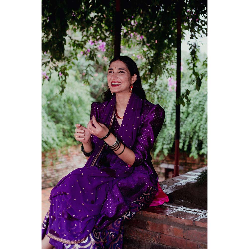 Label Earthen Jamuni Sitara Printed Sharara Kurta with Embroidered Dupatta (Set of 3)