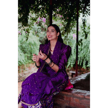 Label Earthen Jamuni Sitara Printed Sharara Kurta with Embroidered Dupatta (Set of 3)