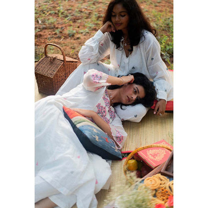 Label Earthen Ivory Hand Emb Detailing Kurta and Trouser (Set of 2)