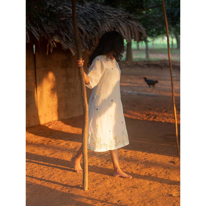 Label Earthen Ivory Embroidery Detailing Dress