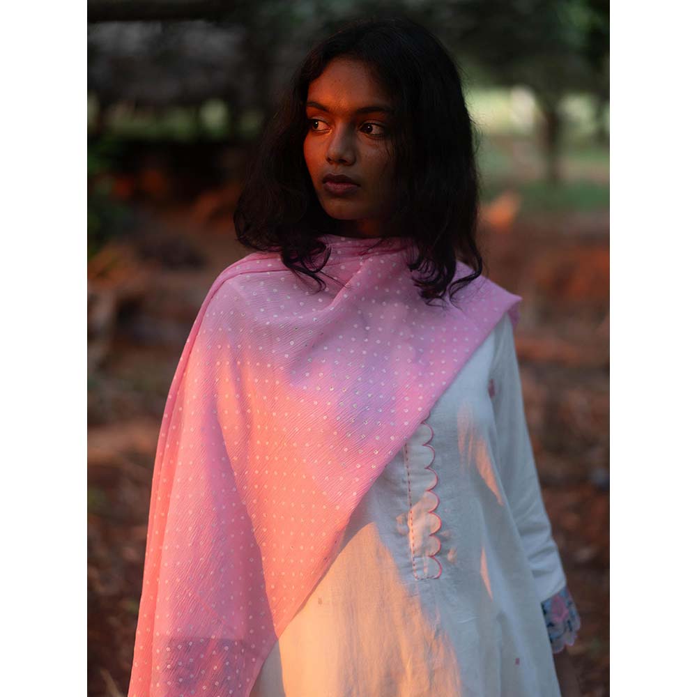 Label Earthen Ivory Hand Embroidery Detailing Kurta and Trouser (Set of 2)