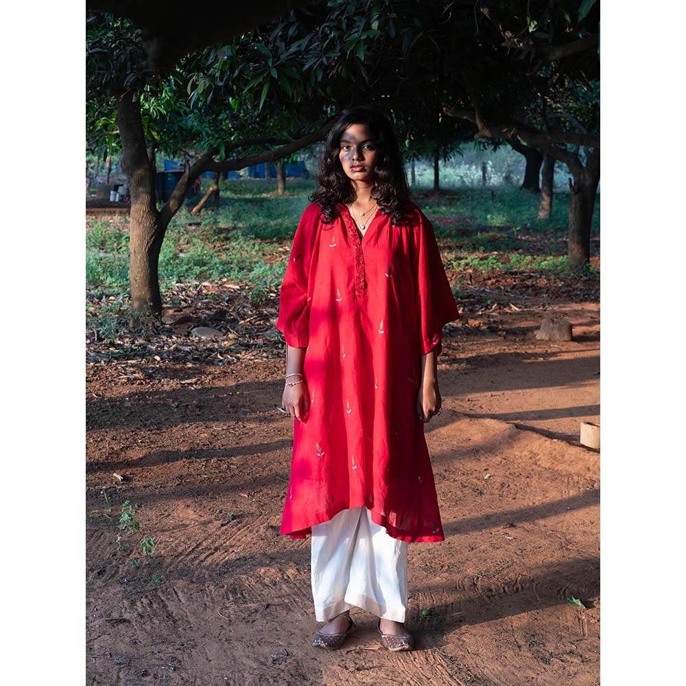 Label Earthen Red Kurta and Trouser (Set of 2)