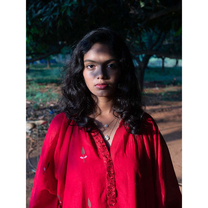 Label Earthen Red Kurta and Trouser (Set of 2)