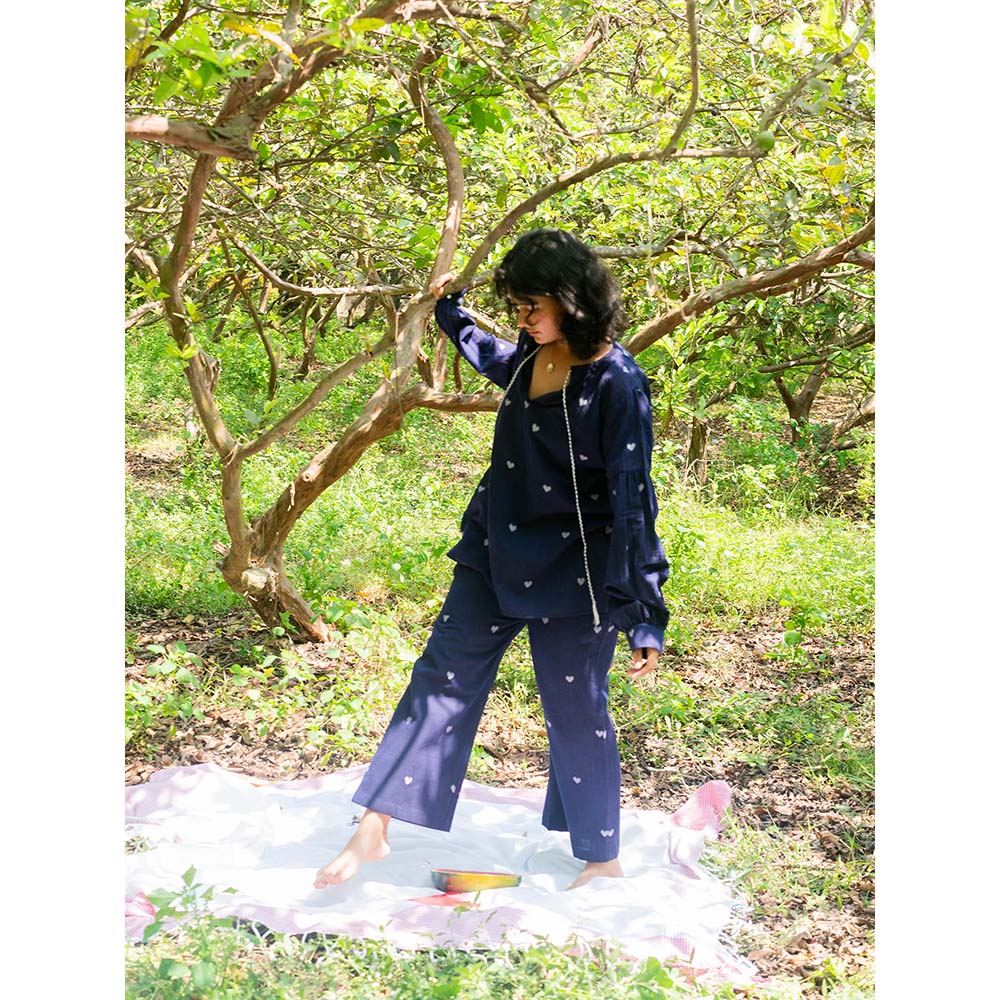 Label Earthen Blue Short Shasha Style Co-Ord (Set of 2)