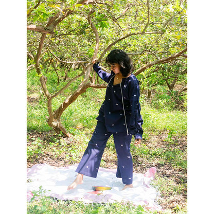 Label Earthen Blue Short Shasha Style Co-Ord (Set of 2)