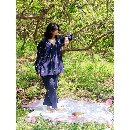 Label Earthen Blue Short Shasha Style Co-Ord (Set of 2)
