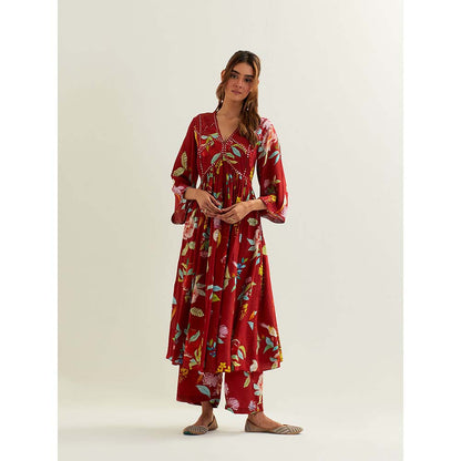 Label Earthen Red Mago Kurta with Pant (Set of 2)