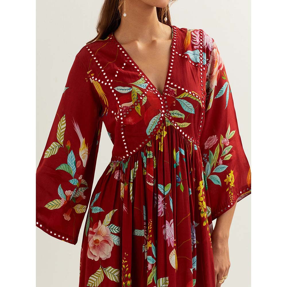 Label Earthen Red Mago Kurta with Pant (Set of 2)