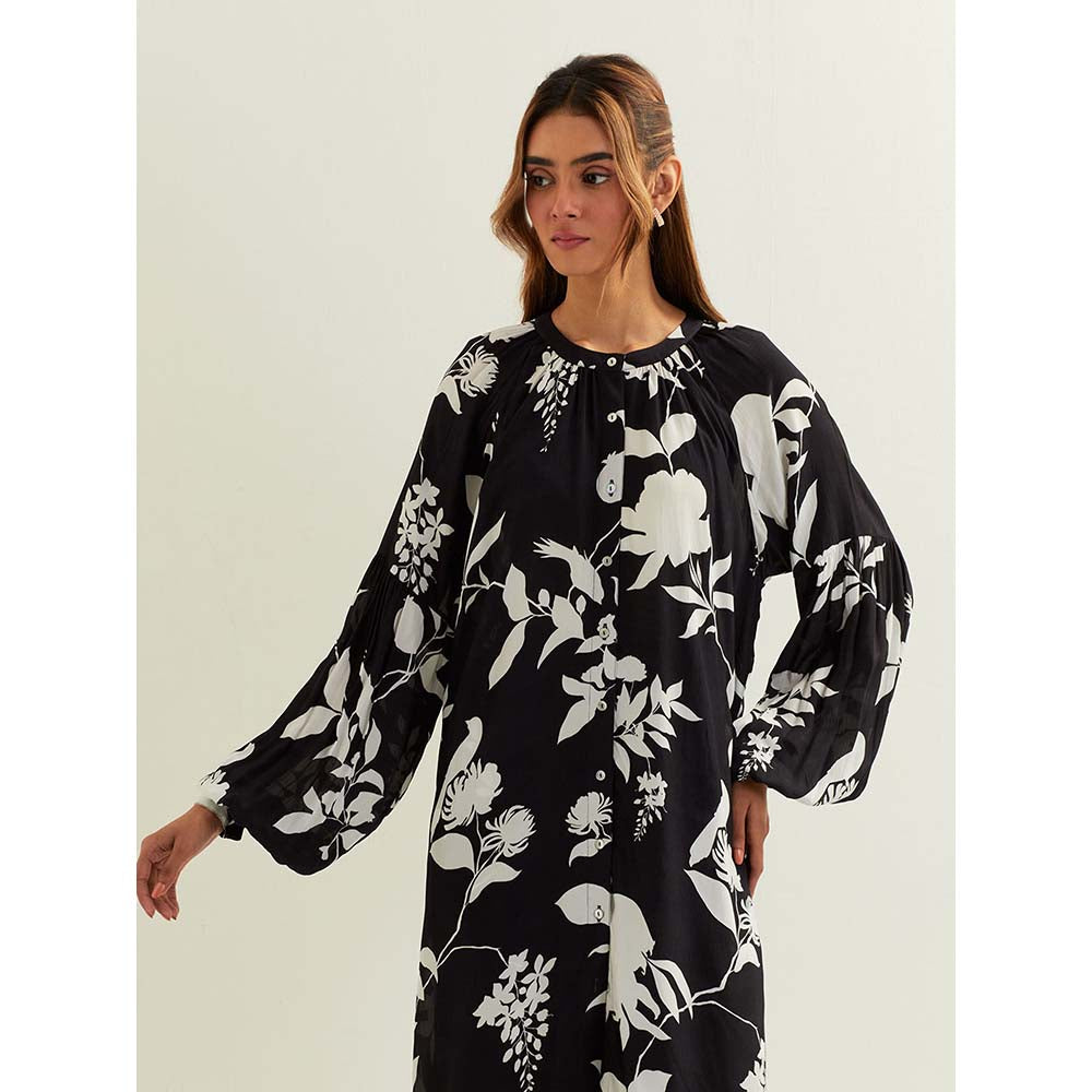 Label Earthen Black Bunda with Kurta and Pant (Set of 2)