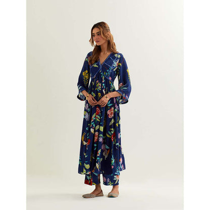 Label Earthen Blue Irena Kurta with Pant (Set of 2)