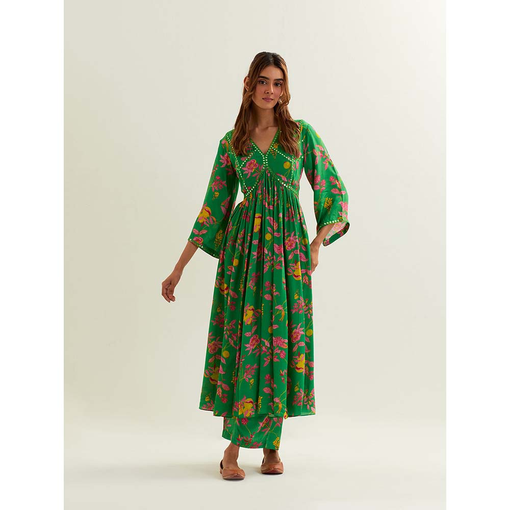 Label Earthen Green Heze Kurta with Pant (Set of 2)