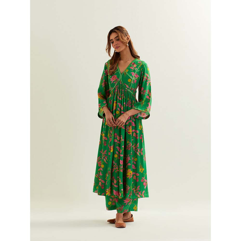 Label Earthen Green Heze Kurta with Pant (Set of 2)