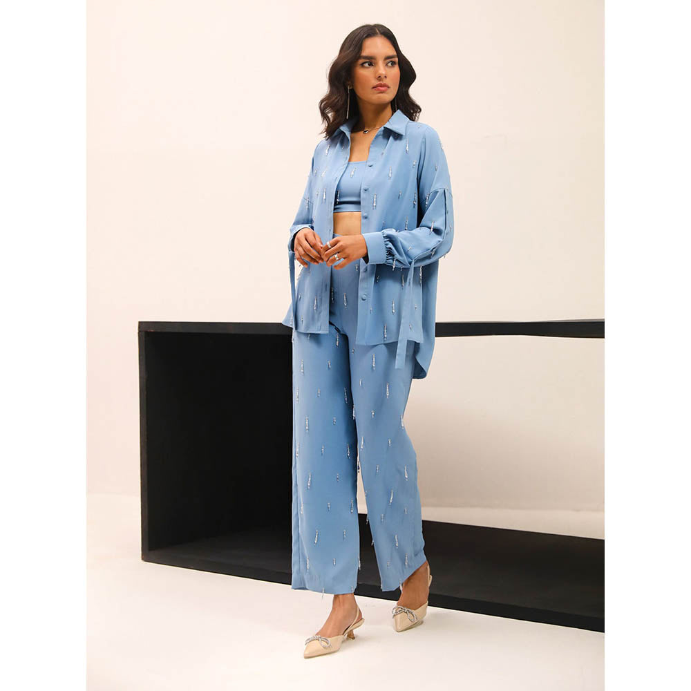 Label Deepika Nagpal Blue Paris Co-Ord (Set of 3)