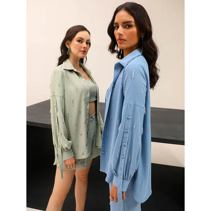 Label Deepika Nagpal Blue Paris Co-Ord (Set of 3)