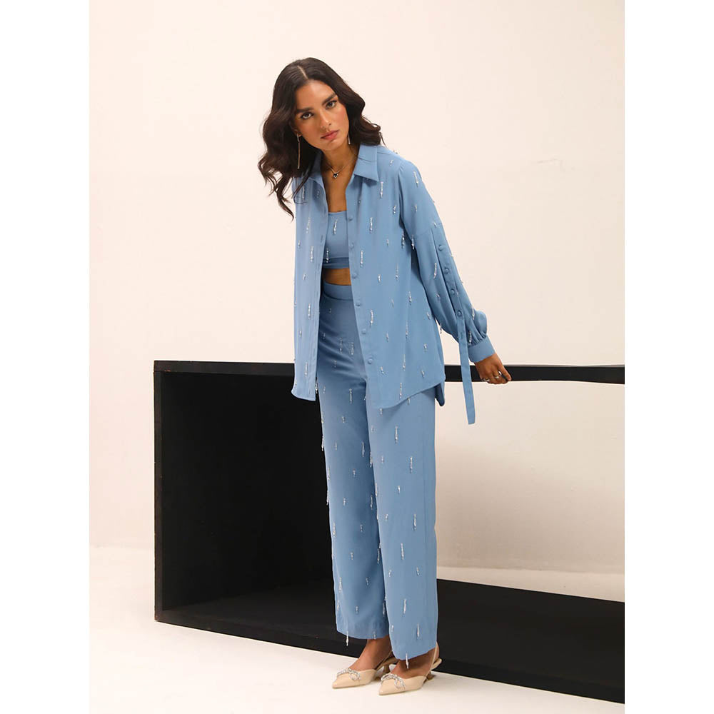 Label Deepika Nagpal Blue Paris Co-Ord (Set of 3)