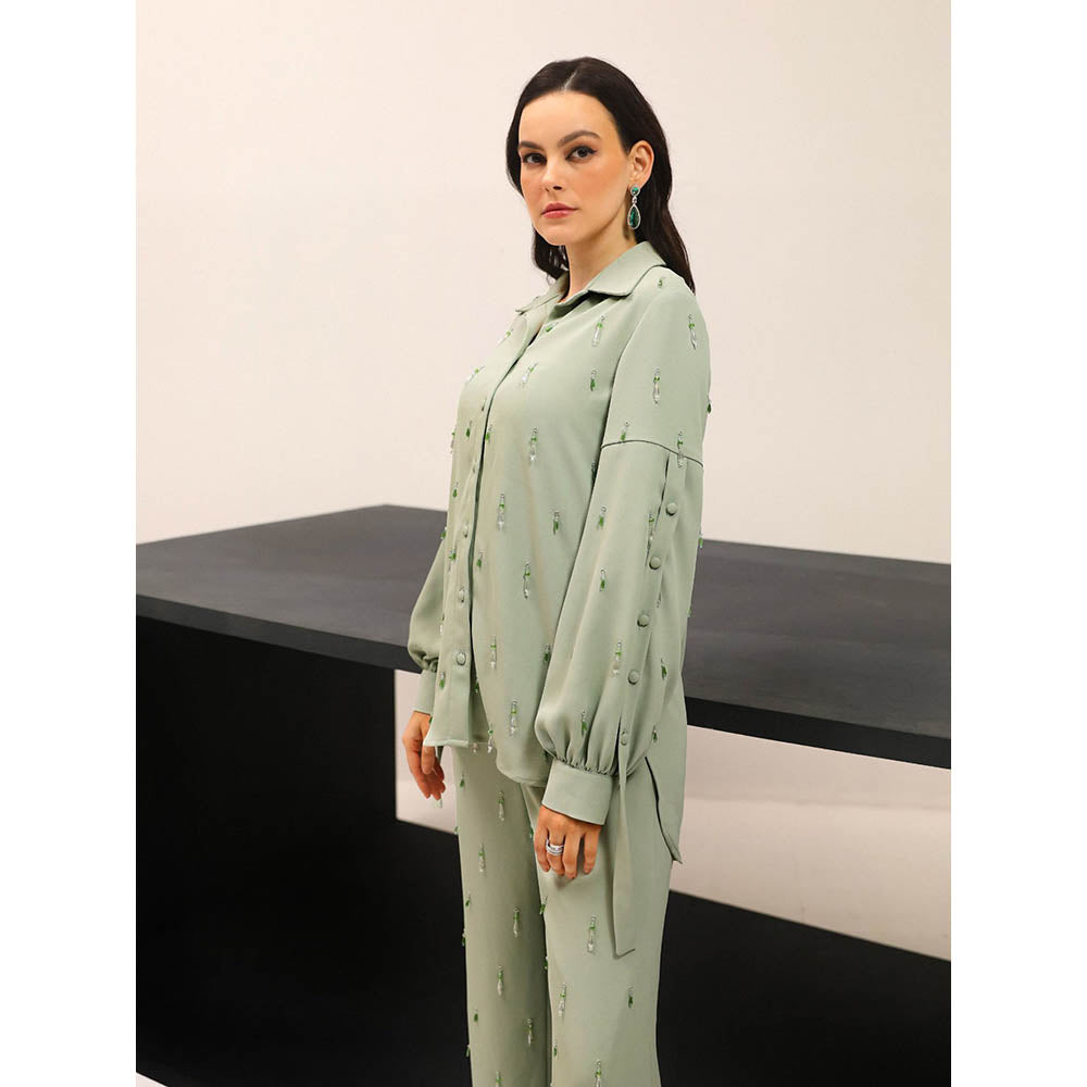 Label Deepika Nagpal Green Paris Co-Ord (Set of 3)