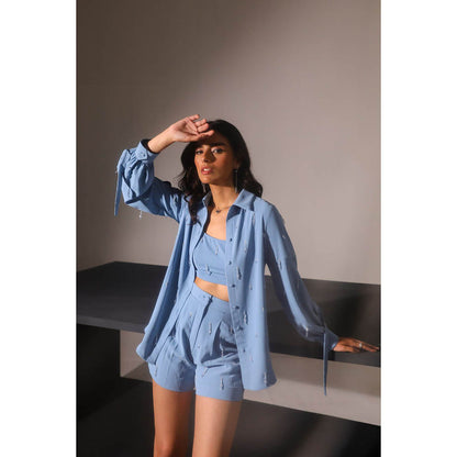 Label Deepika Nagpal Blue Lily Co-Ord (Set of 3)