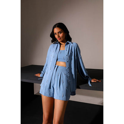 Label Deepika Nagpal Blue Lily Co-Ord (Set of 3)