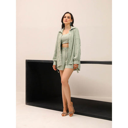 Label Deepika Nagpal Green Lily Co-Ord (Set of 3)