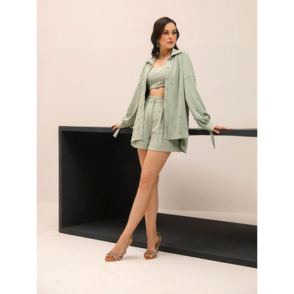 Label Deepika Nagpal Green Lily Co-Ord (Set of 3)