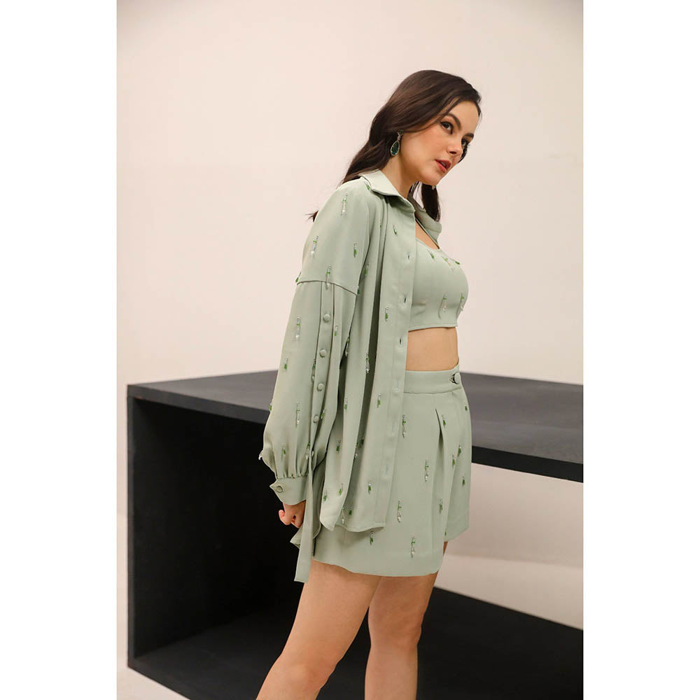 Label Deepika Nagpal Green Lily Co-Ord (Set of 3)
