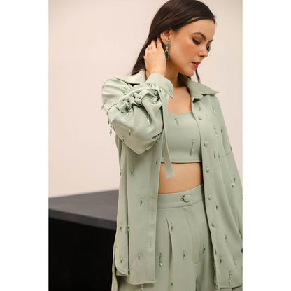 Label Deepika Nagpal Green Lily Co-Ord (Set of 3)