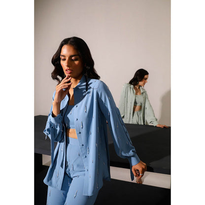 Label Deepika Nagpal Green Lily Co-Ord (Set of 3)