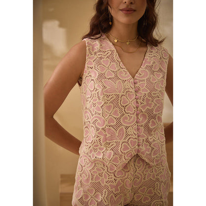 Label Deepika Nagpal Pink Lucy Co-Ord (Set of 2)