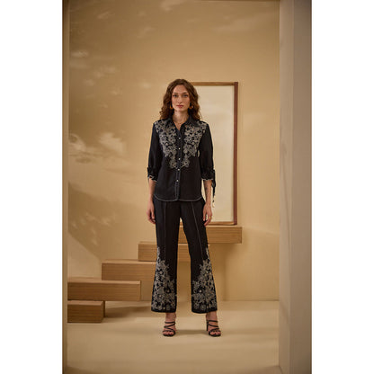 Label Deepika Nagpal Black Cathryn Co-Ord (Set of 2)