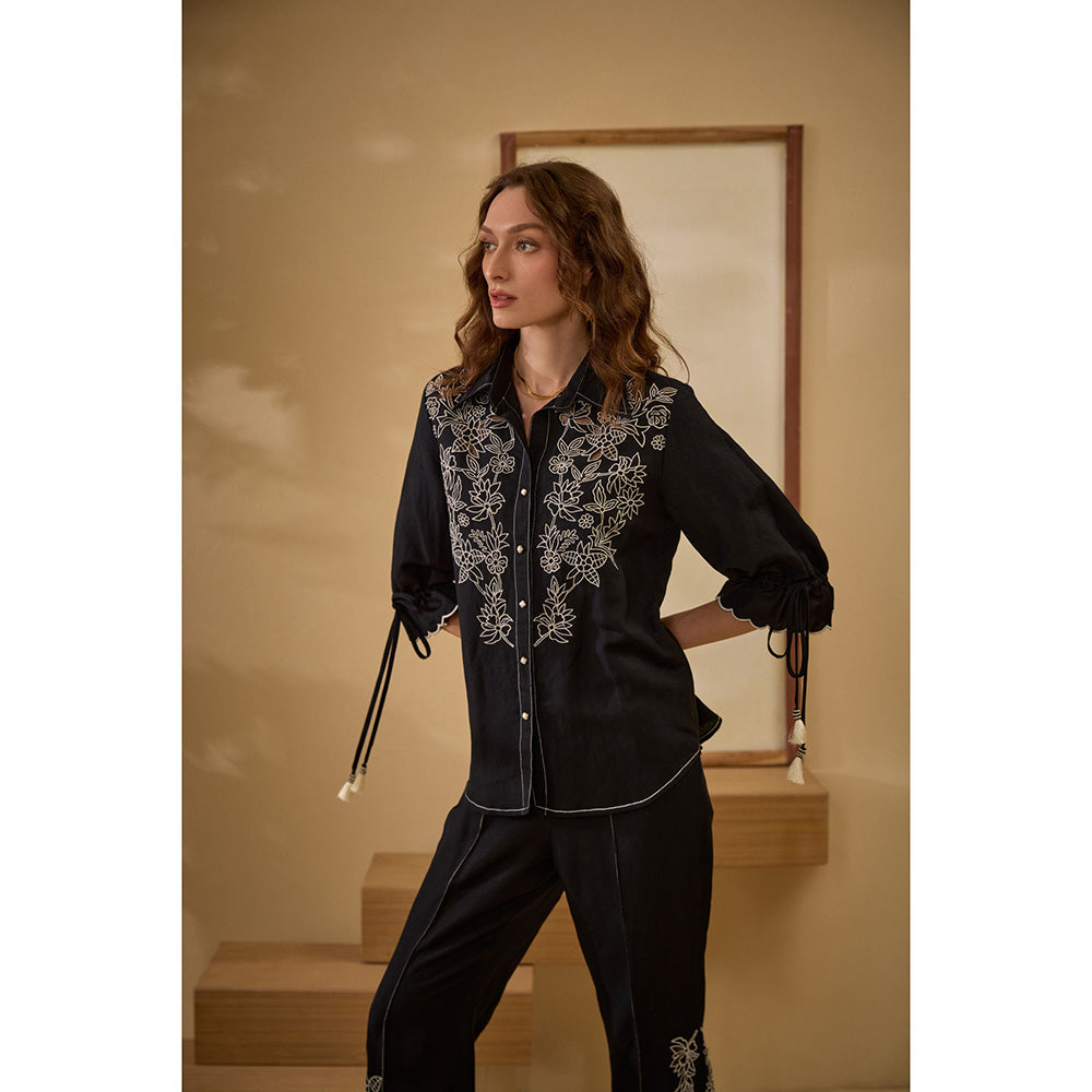 Label Deepika Nagpal Black Cathryn Co-Ord (Set of 2)