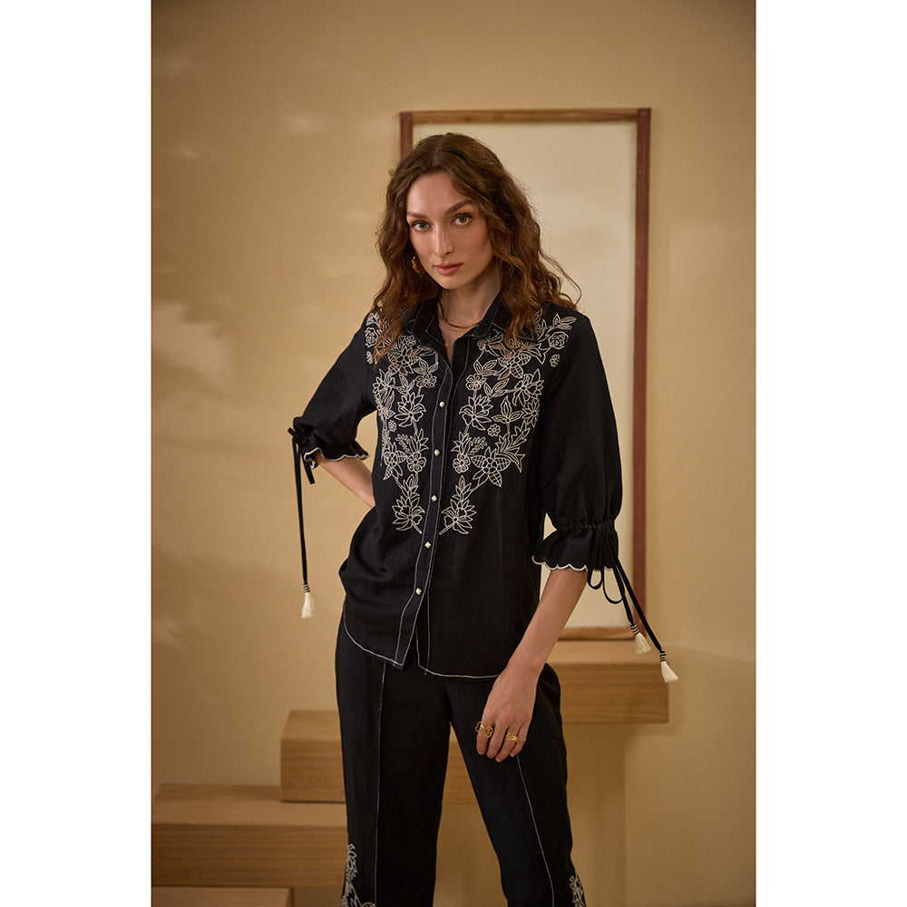 Label Deepika Nagpal Black Cathryn Co-Ord (Set of 2)