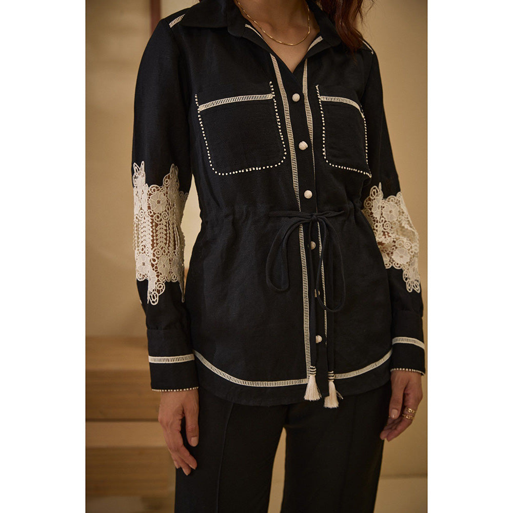 Label Deepika Nagpal Black Sheryl Co-Ord (Set of 2)