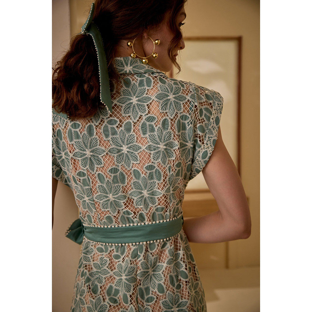 Label Deepika Nagpal Green Alana Playsuit (Set of 2)