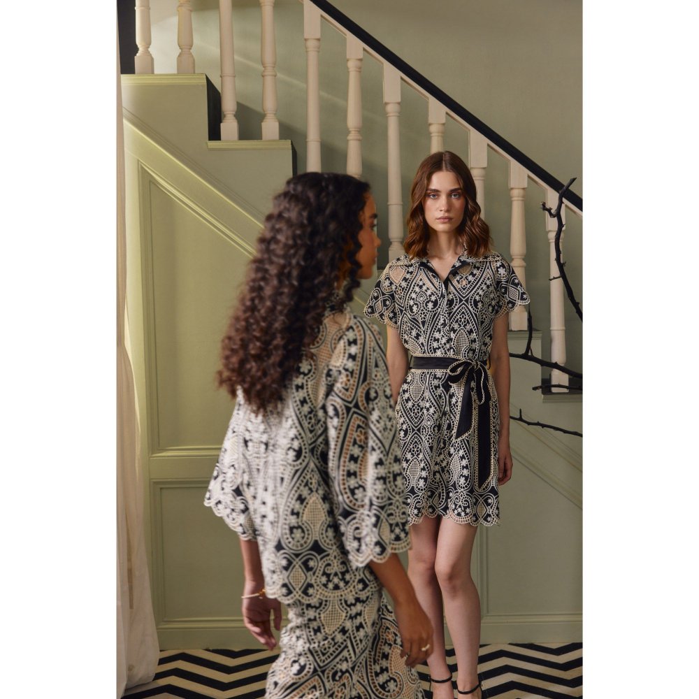 Label Deepika Nagpal Black Mylo Dress with Slip and Belt (Set of 3)