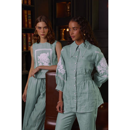 Label Deepika Nagpal Green Mila Co-Ord (Set of 2)