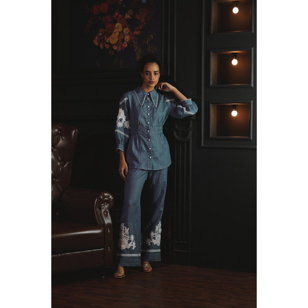 Label Deepika Nagpal Blue Mila Co-Ord (Set of 2)