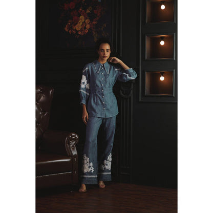 Label Deepika Nagpal Blue Mila Co-Ord (Set of 2)